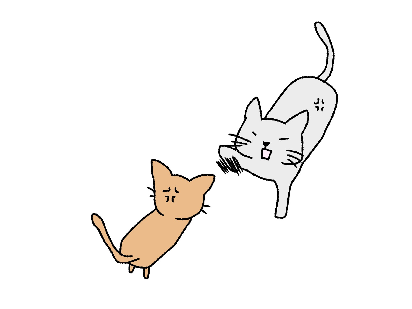 猫のけんかのイラスト